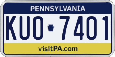 PA license plate KUO7401
