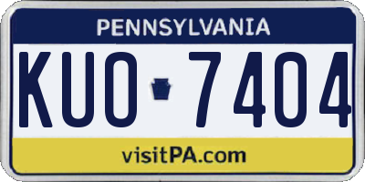 PA license plate KUO7404
