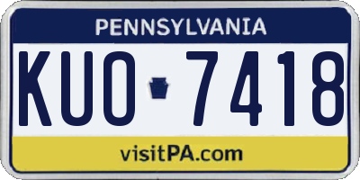 PA license plate KUO7418