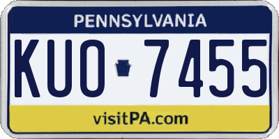 PA license plate KUO7455