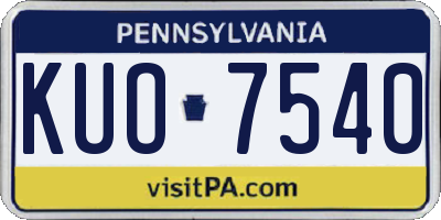 PA license plate KUO7540