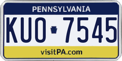 PA license plate KUO7545