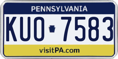 PA license plate KUO7583