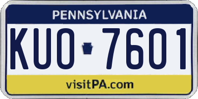 PA license plate KUO7601
