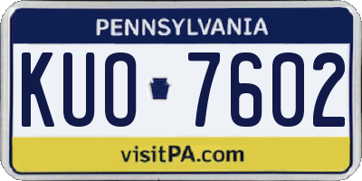 PA license plate KUO7602