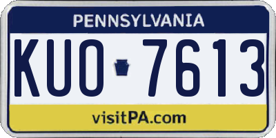 PA license plate KUO7613