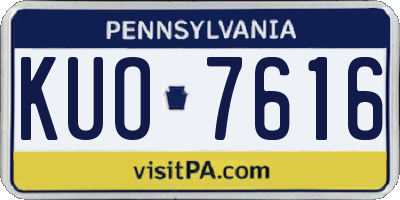 PA license plate KUO7616