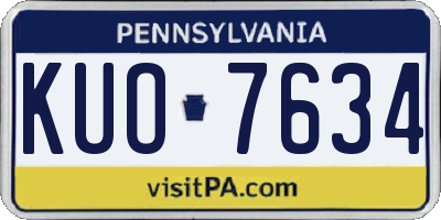 PA license plate KUO7634