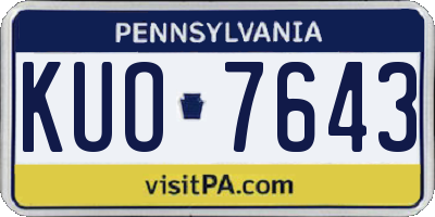 PA license plate KUO7643