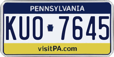 PA license plate KUO7645