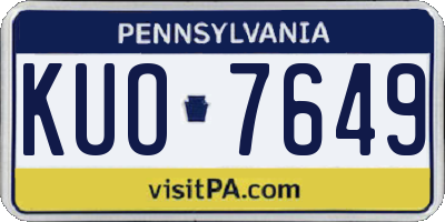 PA license plate KUO7649