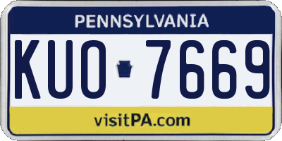 PA license plate KUO7669