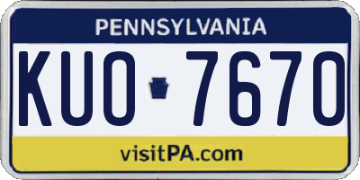PA license plate KUO7670