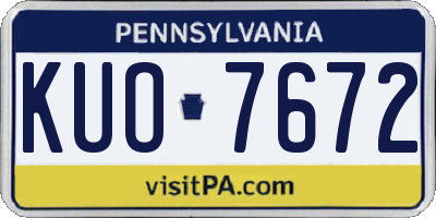 PA license plate KUO7672