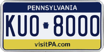 PA license plate KUO8000