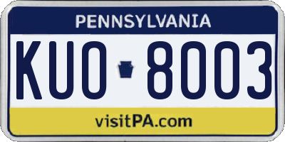 PA license plate KUO8003
