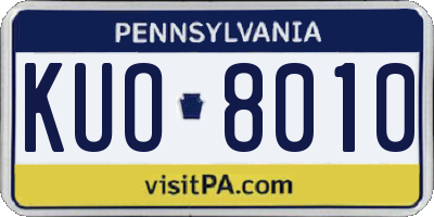 PA license plate KUO8010