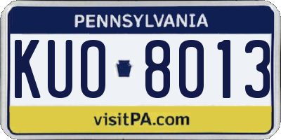 PA license plate KUO8013