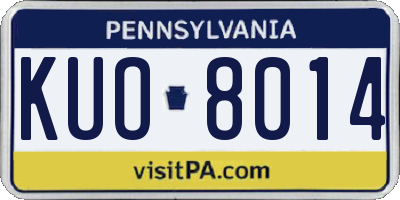 PA license plate KUO8014