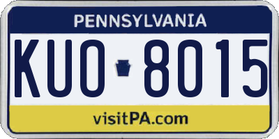 PA license plate KUO8015
