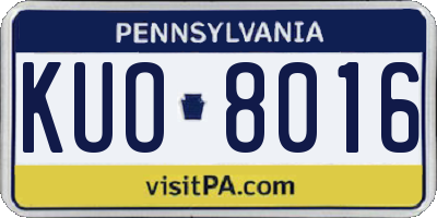 PA license plate KUO8016