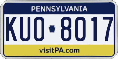 PA license plate KUO8017