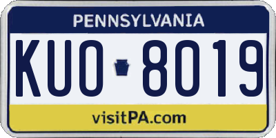 PA license plate KUO8019
