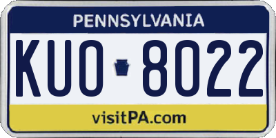 PA license plate KUO8022