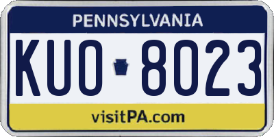PA license plate KUO8023