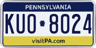 PA license plate KUO8024