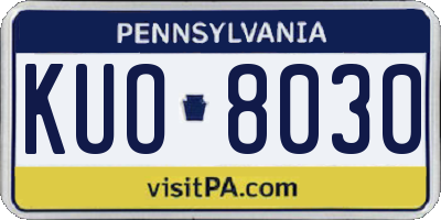 PA license plate KUO8030