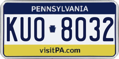 PA license plate KUO8032