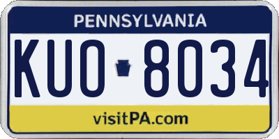 PA license plate KUO8034