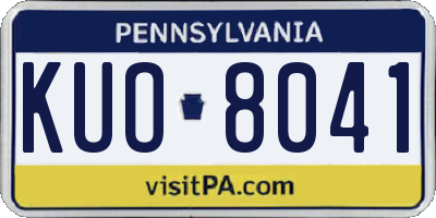 PA license plate KUO8041