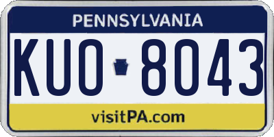 PA license plate KUO8043
