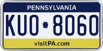 PA license plate KUO8060
