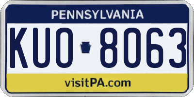 PA license plate KUO8063