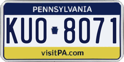 PA license plate KUO8071