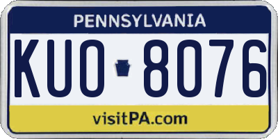 PA license plate KUO8076