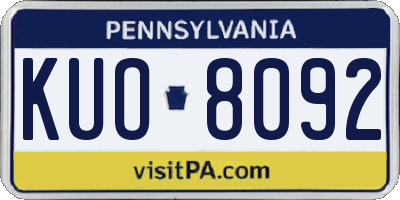 PA license plate KUO8092