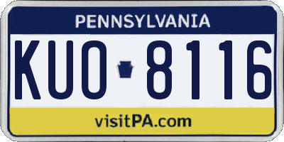 PA license plate KUO8116