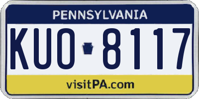 PA license plate KUO8117
