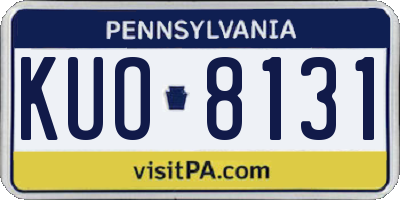 PA license plate KUO8131