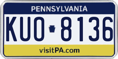 PA license plate KUO8136