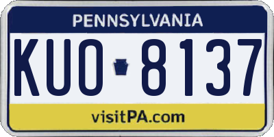 PA license plate KUO8137
