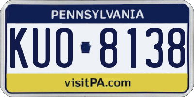 PA license plate KUO8138