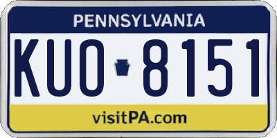 PA license plate KUO8151