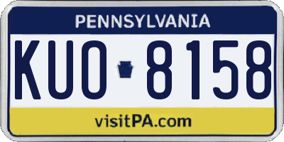 PA license plate KUO8158