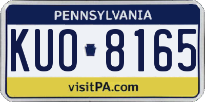 PA license plate KUO8165