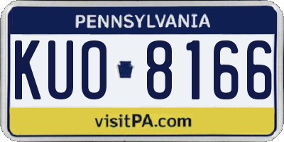 PA license plate KUO8166